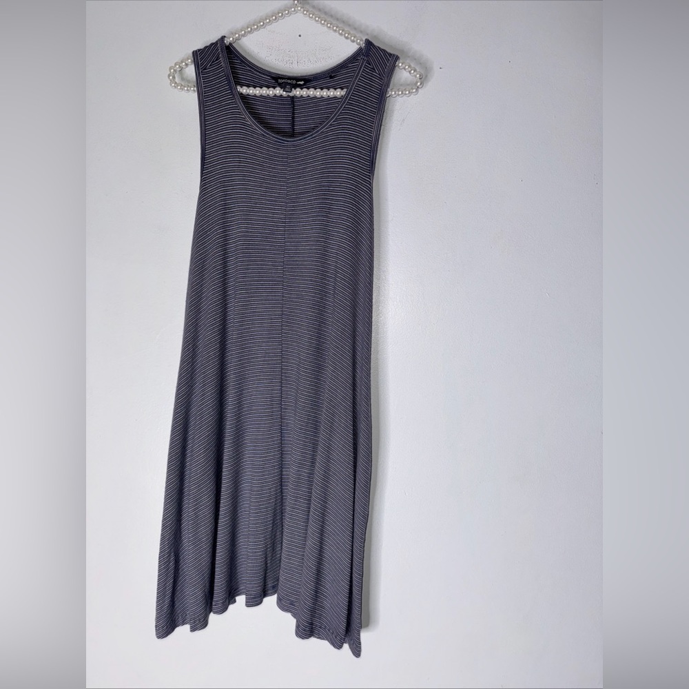toad co XS W’s Daisy Rib SL‎ Dress Blue Tan Stripe